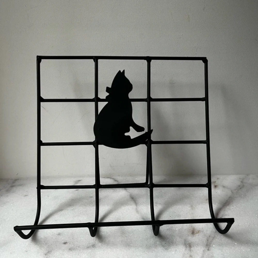 Black metal Cook Book Stand painting holder display with black cat…